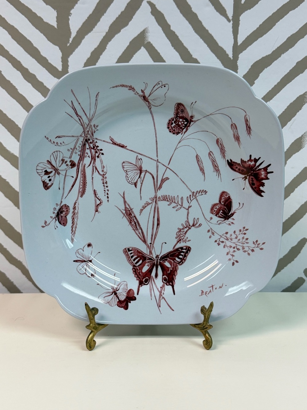 Spode Annual First Year Plate Butterfly Design by Cecil Beaton Made in England